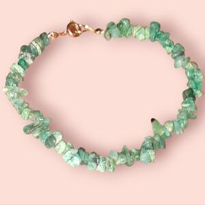 Chrysoprase Gem Bracelet Natural Stone Crystal Green gold plate clasp